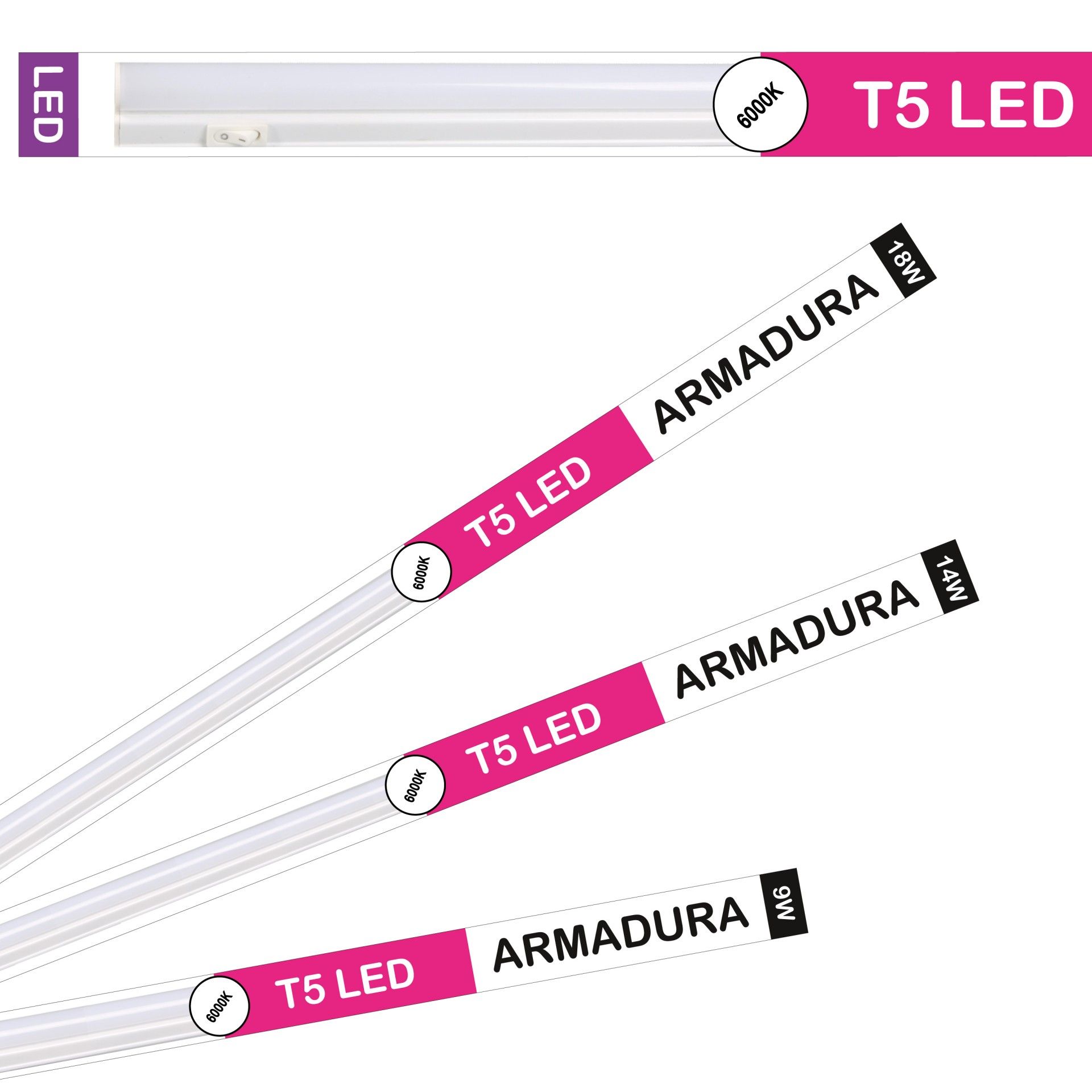 Régua Móvel Led C/Interruptor 14w 90cm 6000k
