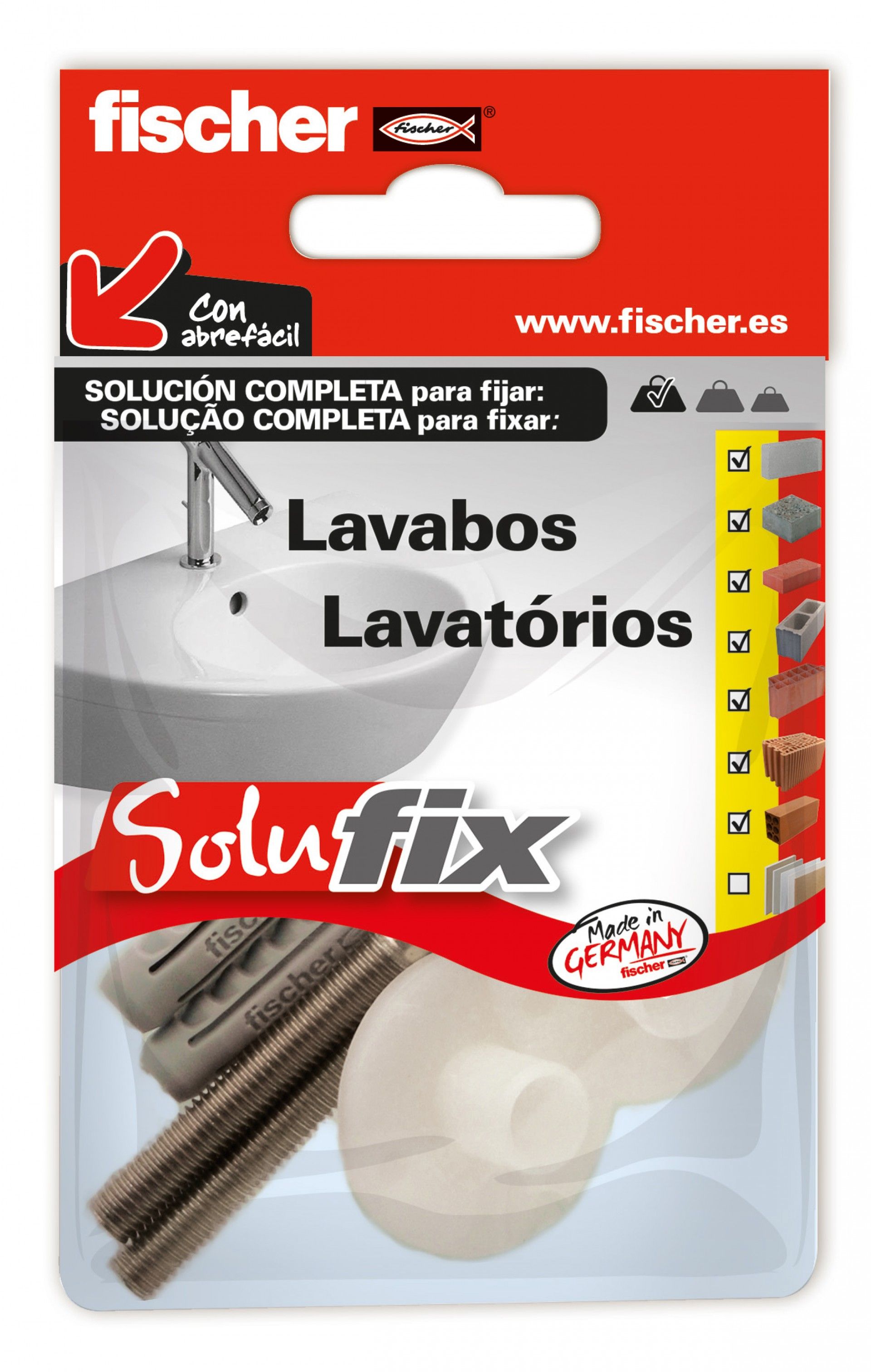 Kit Fixação Lavatórios SOLUFIX