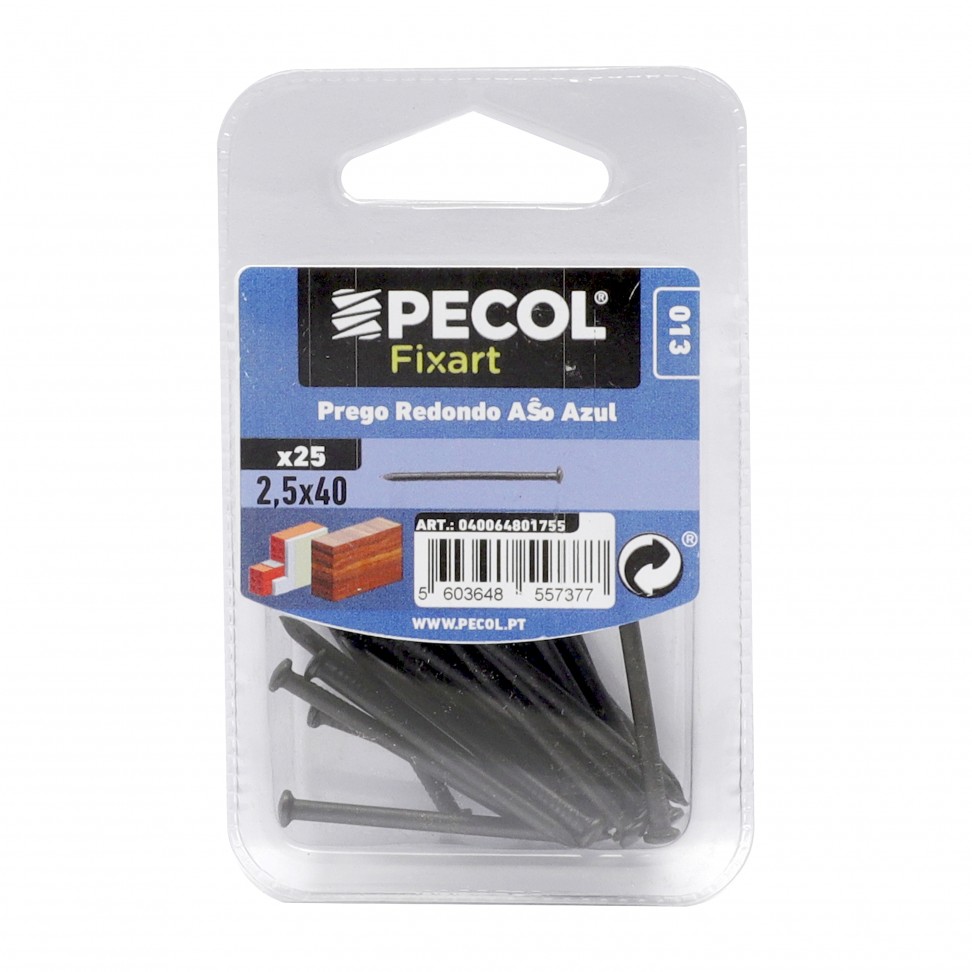 Prego Redondo 2,5x40 A�o Azul