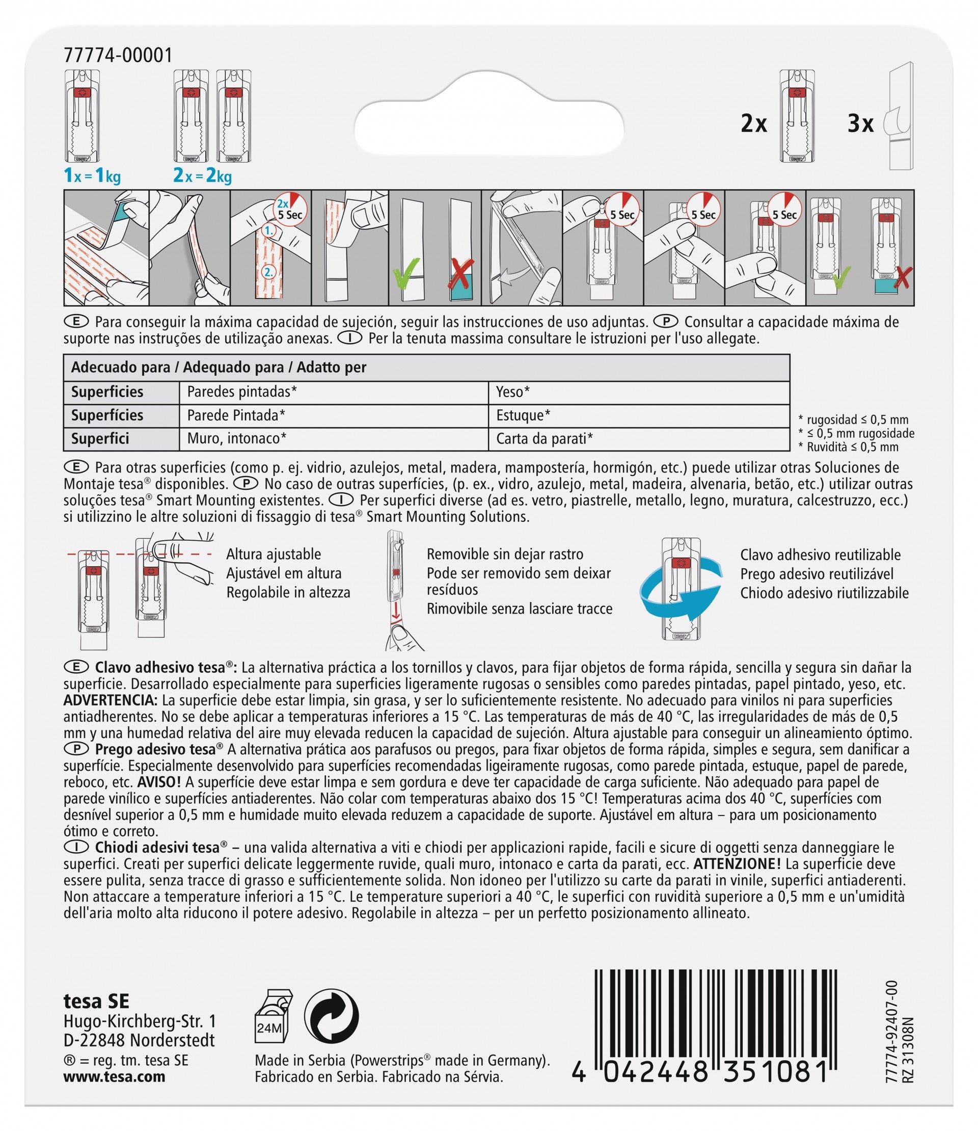 Prego Adesivo Ajustável até 1Kg