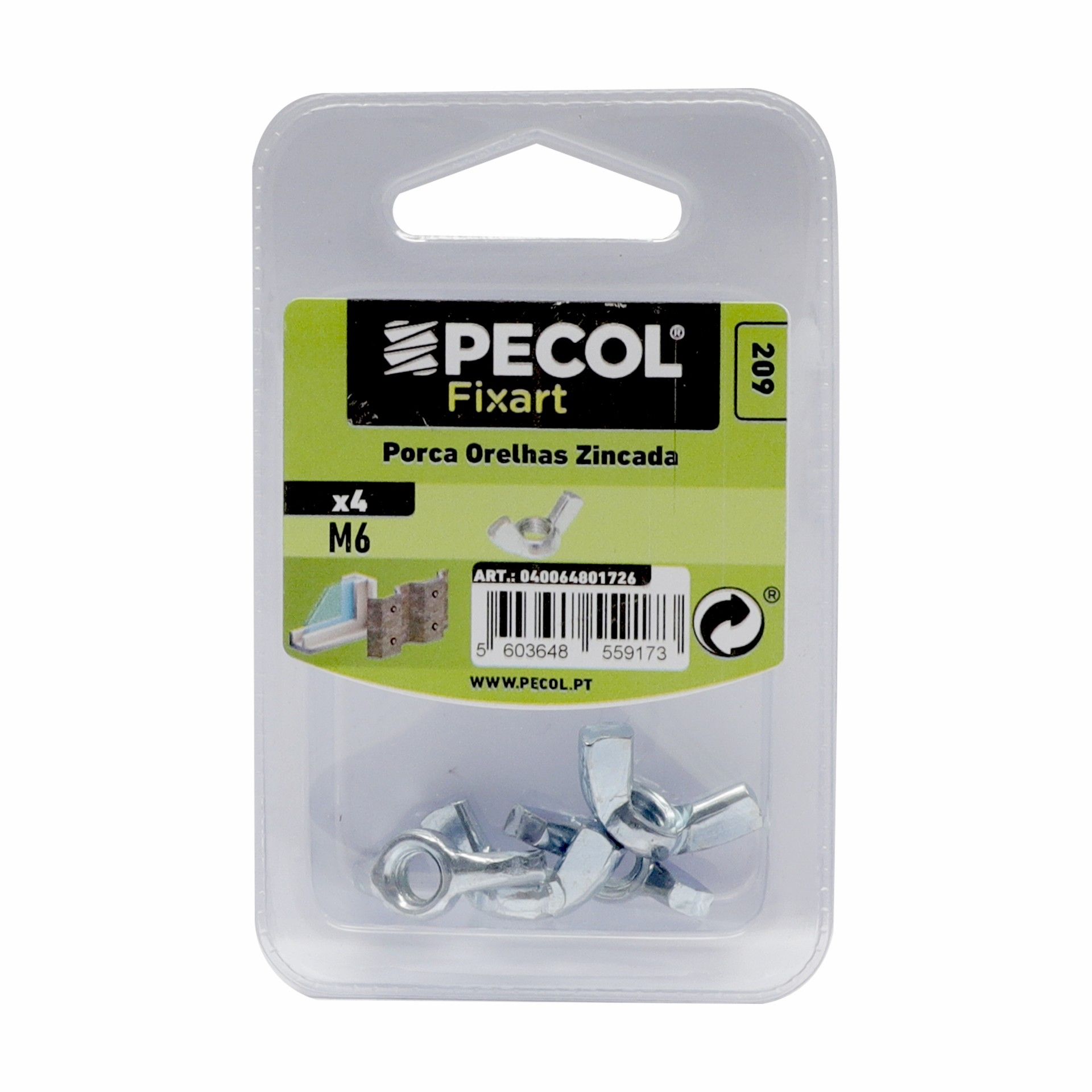 Porca Orelhas Zincadas M6