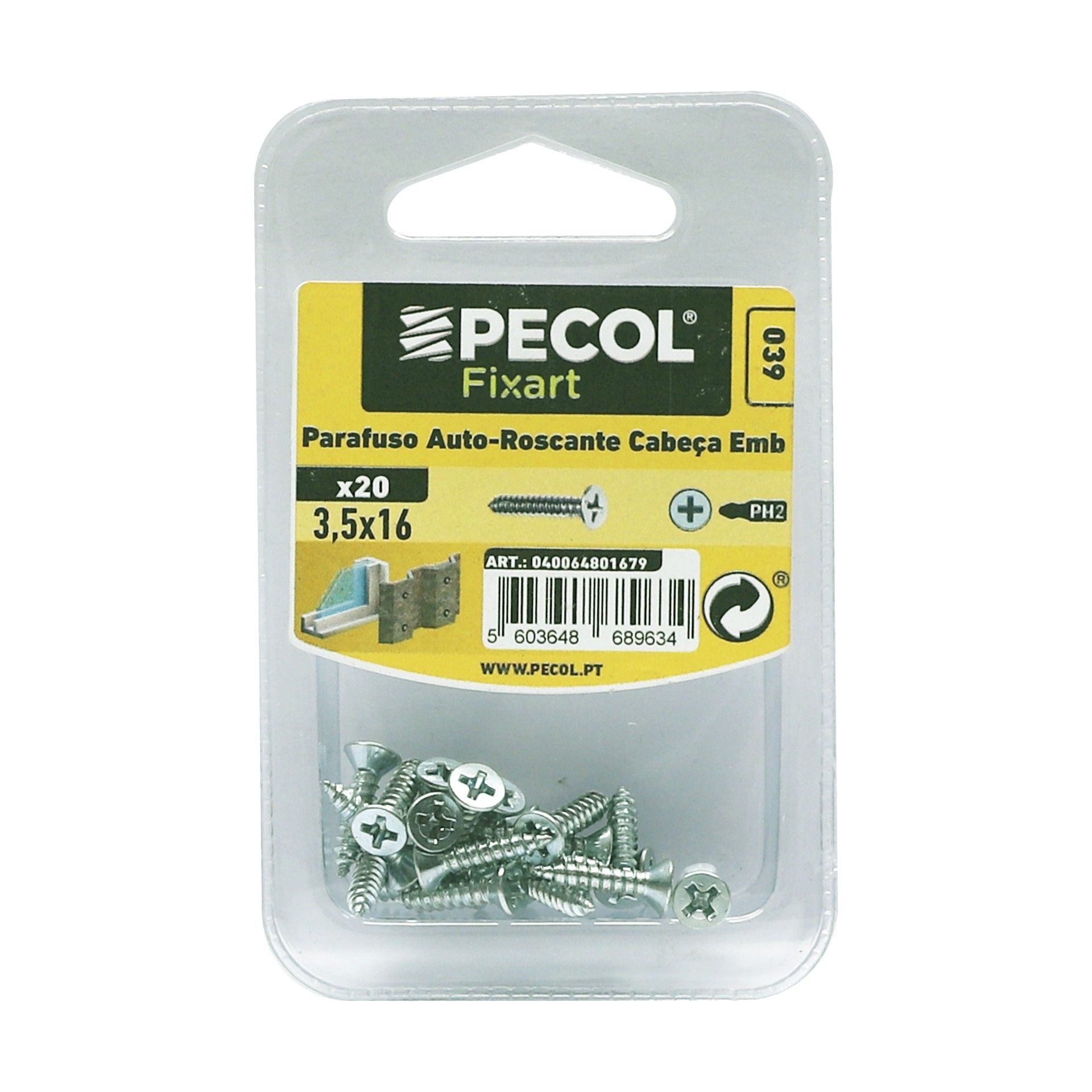 Parafuso para Chapa Cabeça Embeber 3,5x16