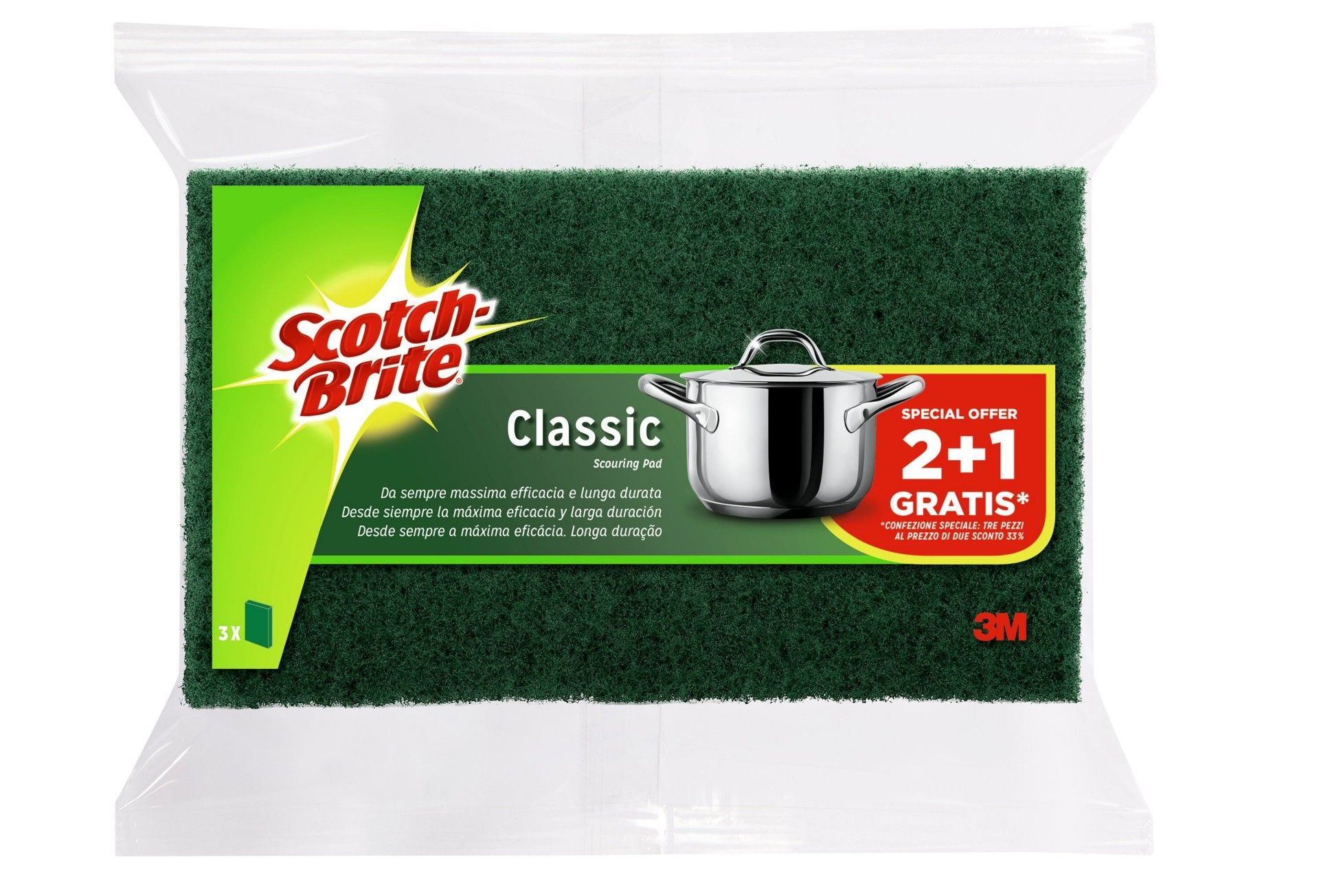 Esfregão Fibra Verde Normal Pack 2+1