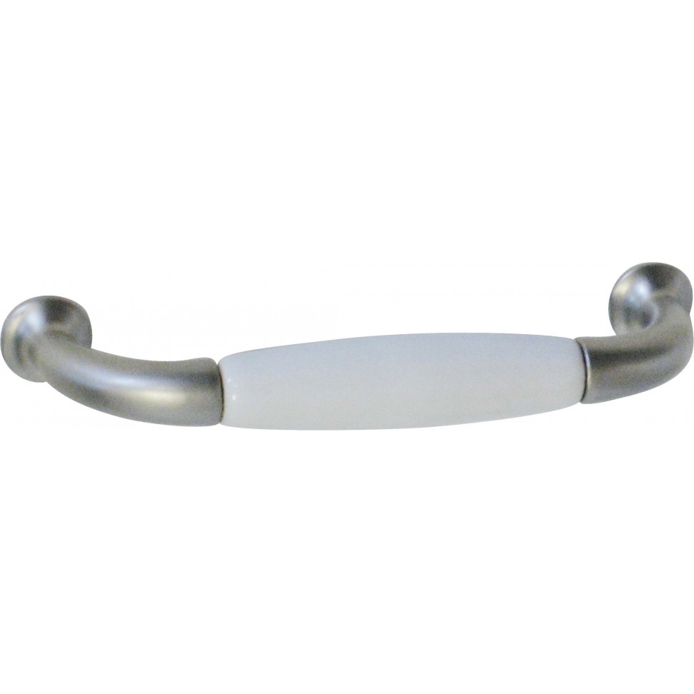 Puxador Asa Branco N�quel/Porcel�nico