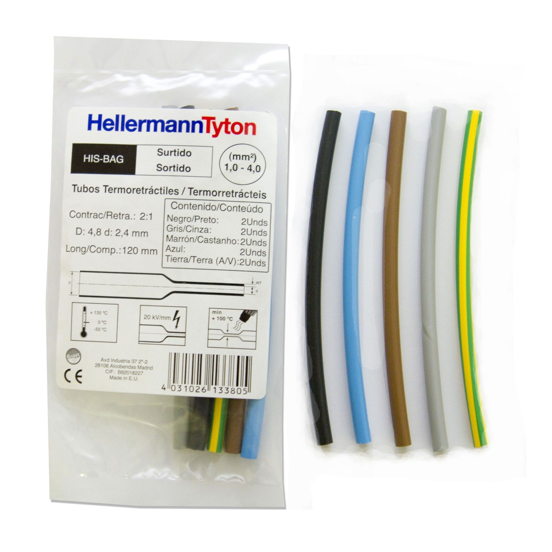 Tubo Termo Retrátil 48di 4,8mm Sortido 10 unidades