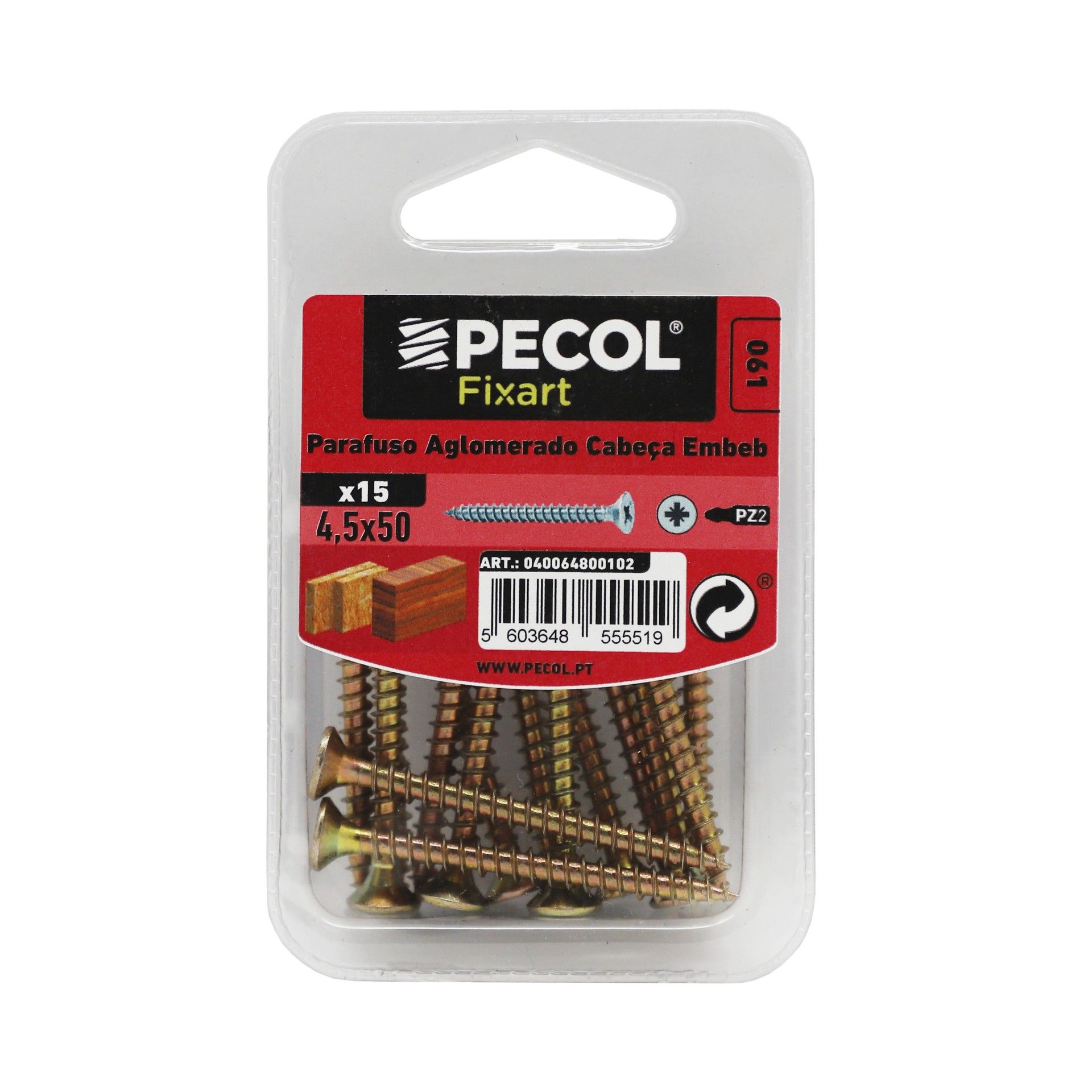 Parafuso Aglomerado Cabeça Embeber Pz 4,5x50