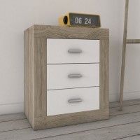 Mesa Cabeceira Viena 3 gavetas Branco/ Carvalho Mesa Cabeceira Viena 3 gavetas Branco/ Carvalho