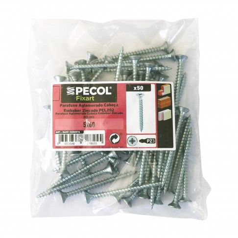 Parafuso Aglomerado Cabeça Embeber 5x60 Parafuso Aglomerado Cabeça Embeber 5x60