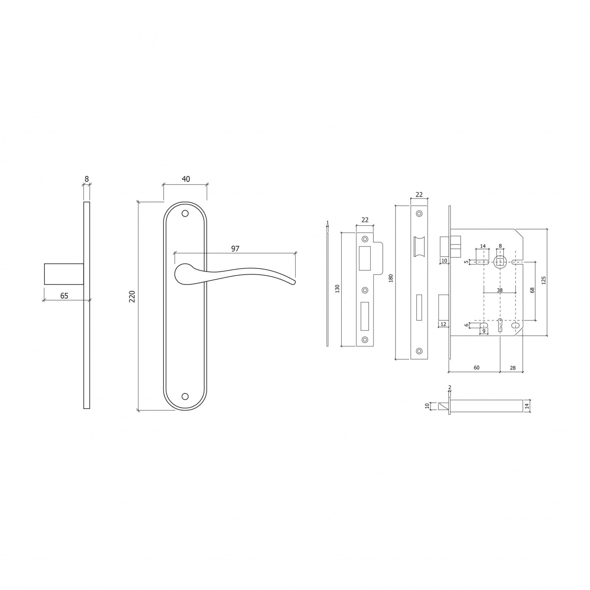 Conjunto Puxador Niquel Mate+ Fechadura