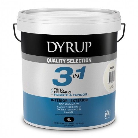 Tinta Dyrup 3Em1 Interior/Exterior Anti Fungos Marfim 4L Tinta Dyrup 3Em1 Interior/Exterior Anti Fungos Marfim 4L