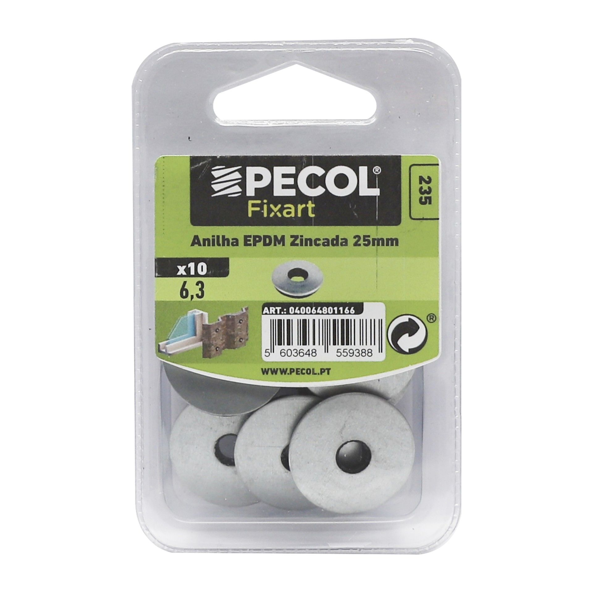 Anilha Neoprene Zincada 6,3x25mm