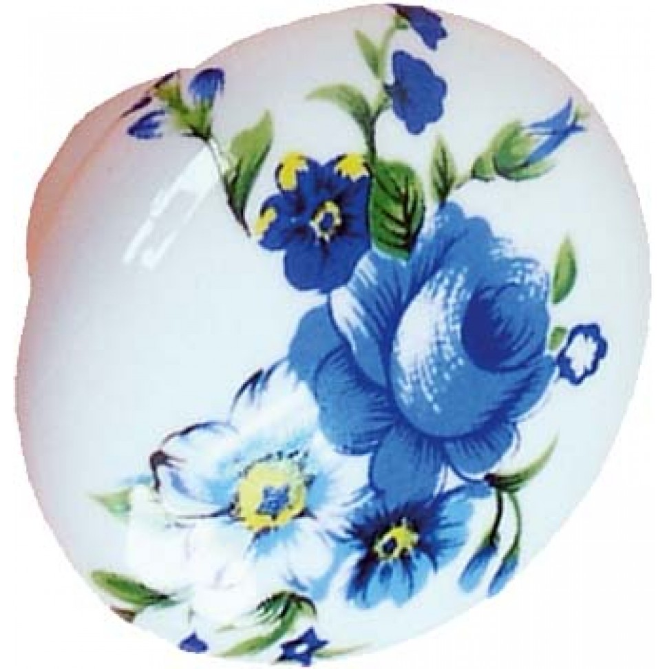 Puxador M�vel Flores Azul Porcelana 32mm