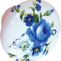 Puxador Móvel Flores Azul Porcelana 32mm Puxador Móvel Flores Azul Porcelana 32mm