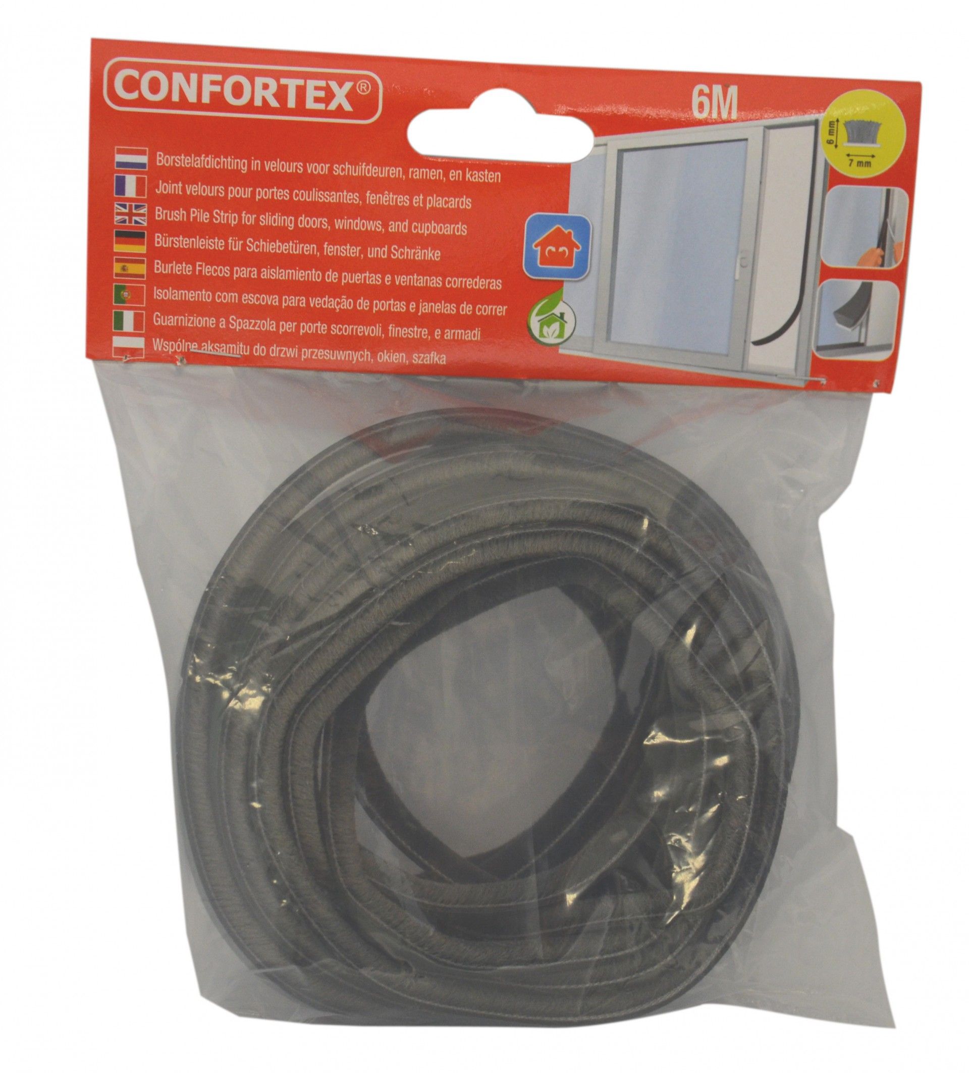 Junta Porta Perfil Escova 6m Cinza