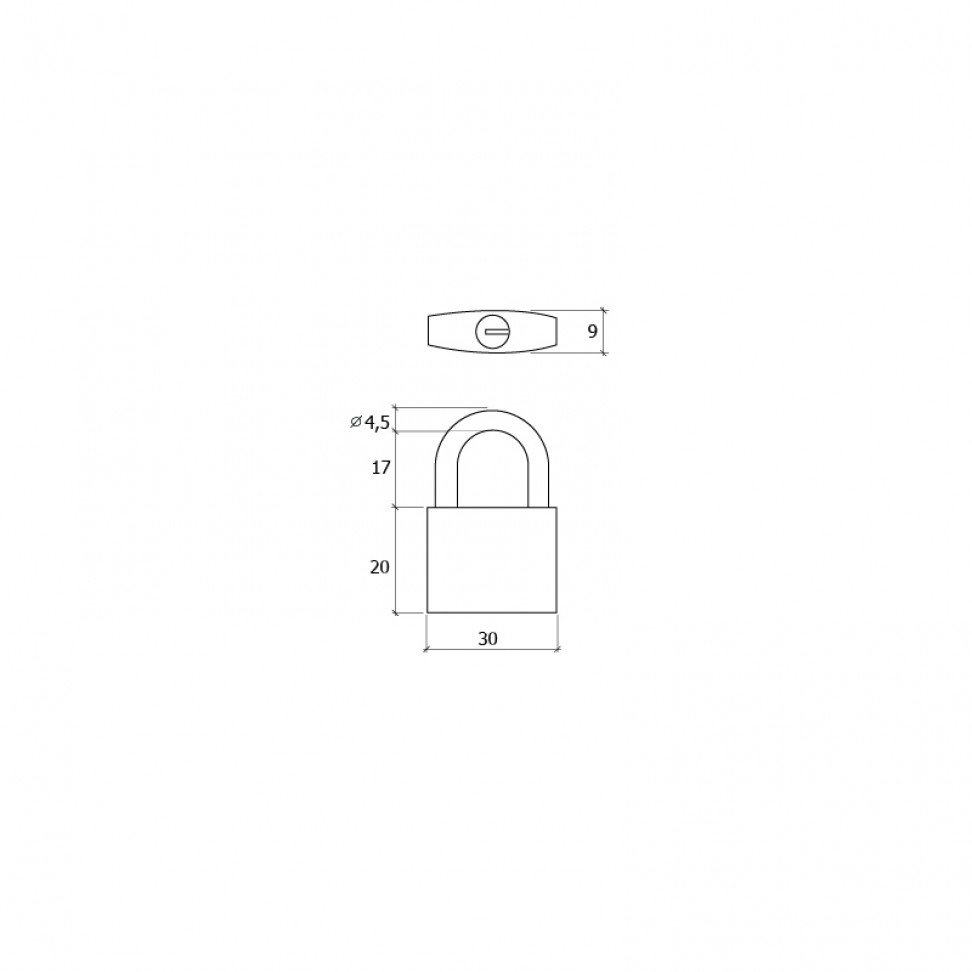Cadeado Lat�o 30mm 3 chaves 2 UNID.