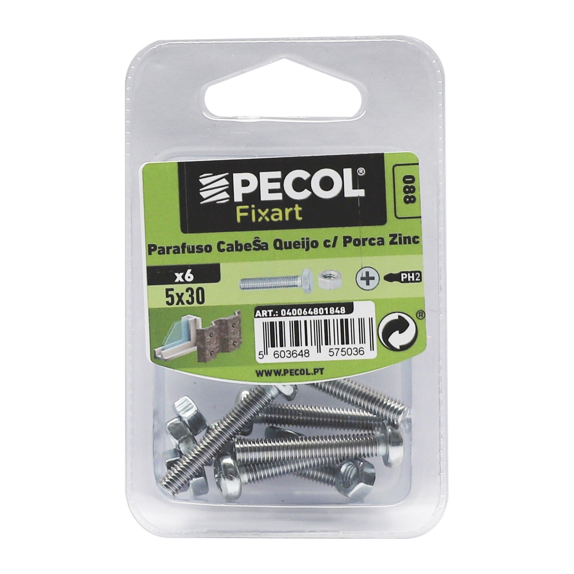 Parafuso Cabeça Queijo com Porca Zincada M5x30