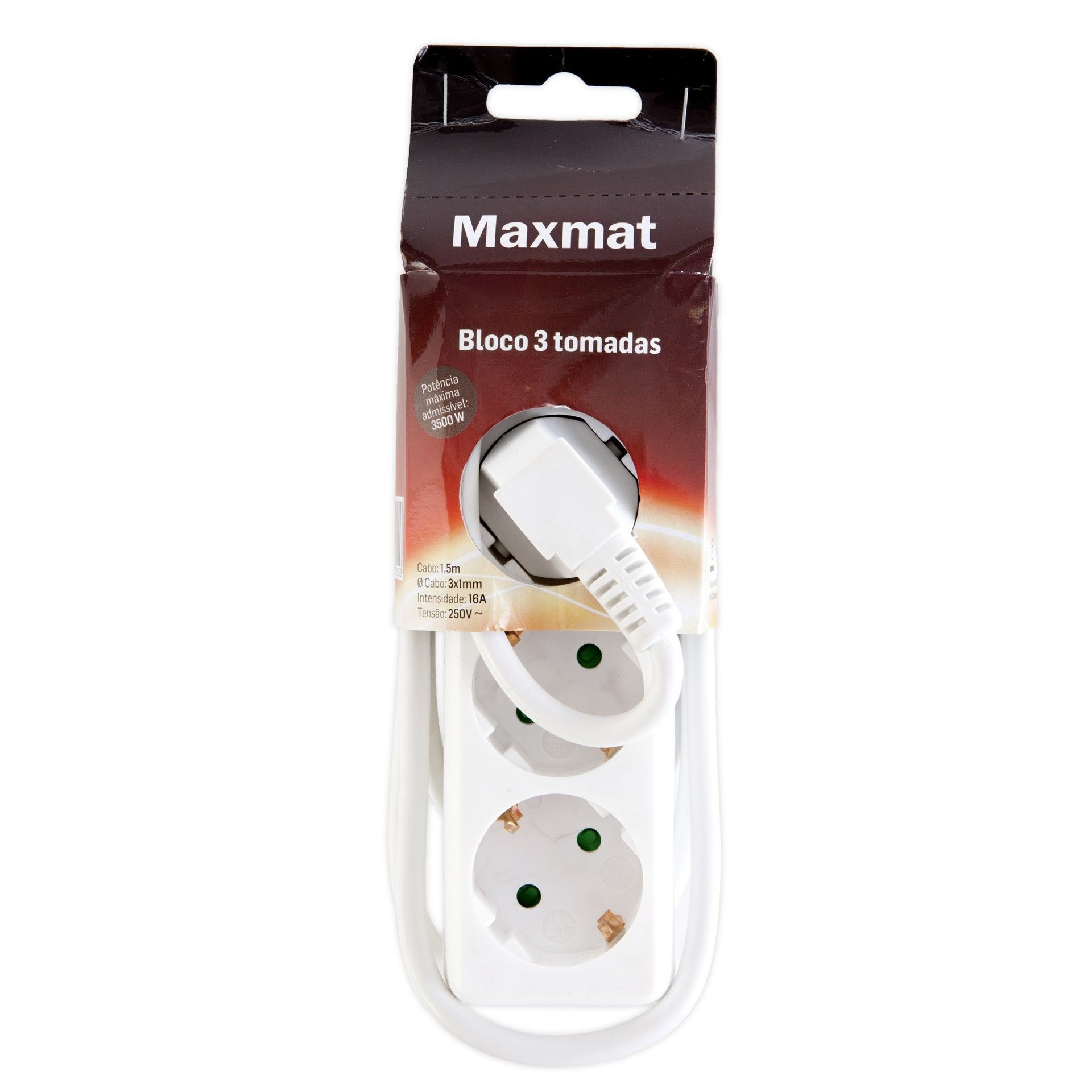 Bloco 3 Tomadas com Cabo 1.5mx1.5mm