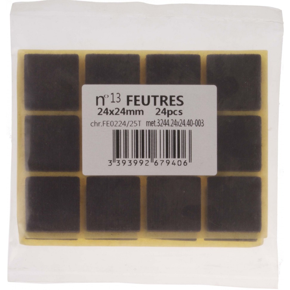 Feltros Adesivos Quadrados 24x24mm 24 unidades