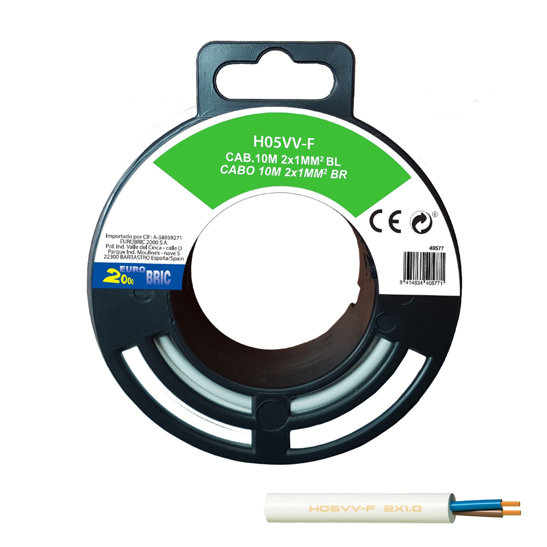 Cabo Ho5 Vv-F 2x1mm² Branco 10m