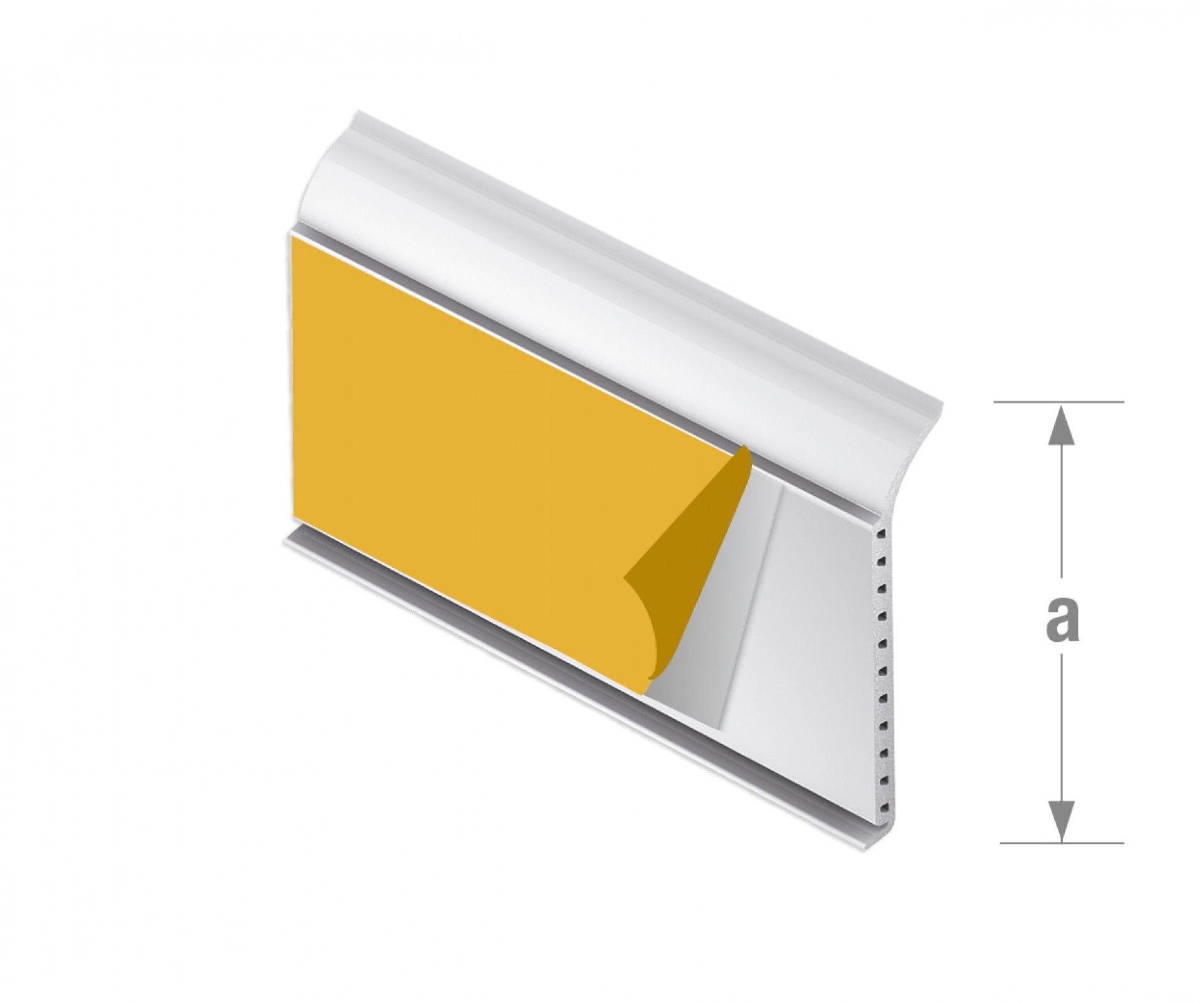 Perfil adesivo rodapé PVC branco 60mm - 2,6m