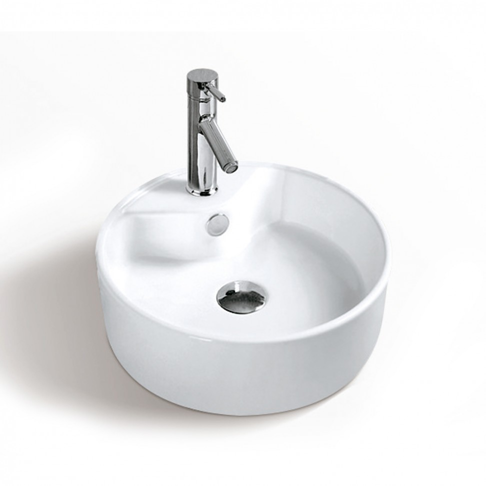 Lavat�rio Pousar Redondo Cer�mica 14x40x40cm Branco