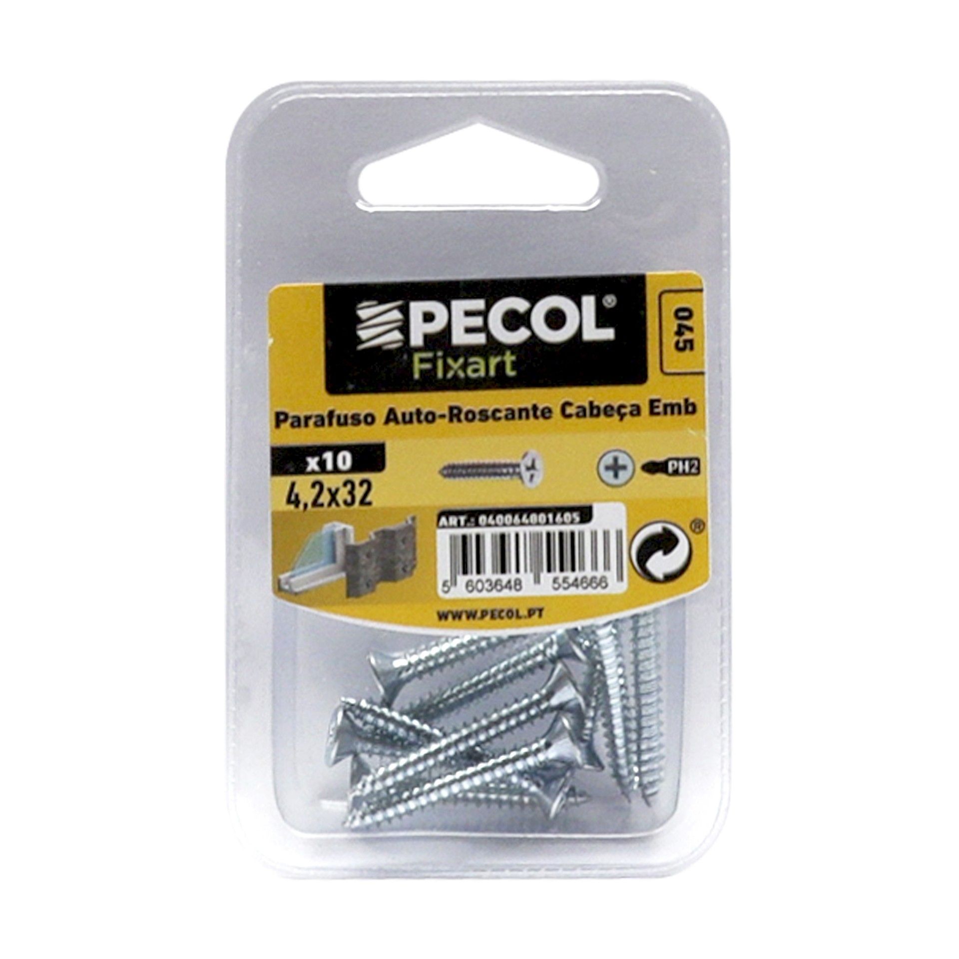 Parafuso Autoroscante Cabeça Embeber Ph 4,2x32 Aço Zn Bl10