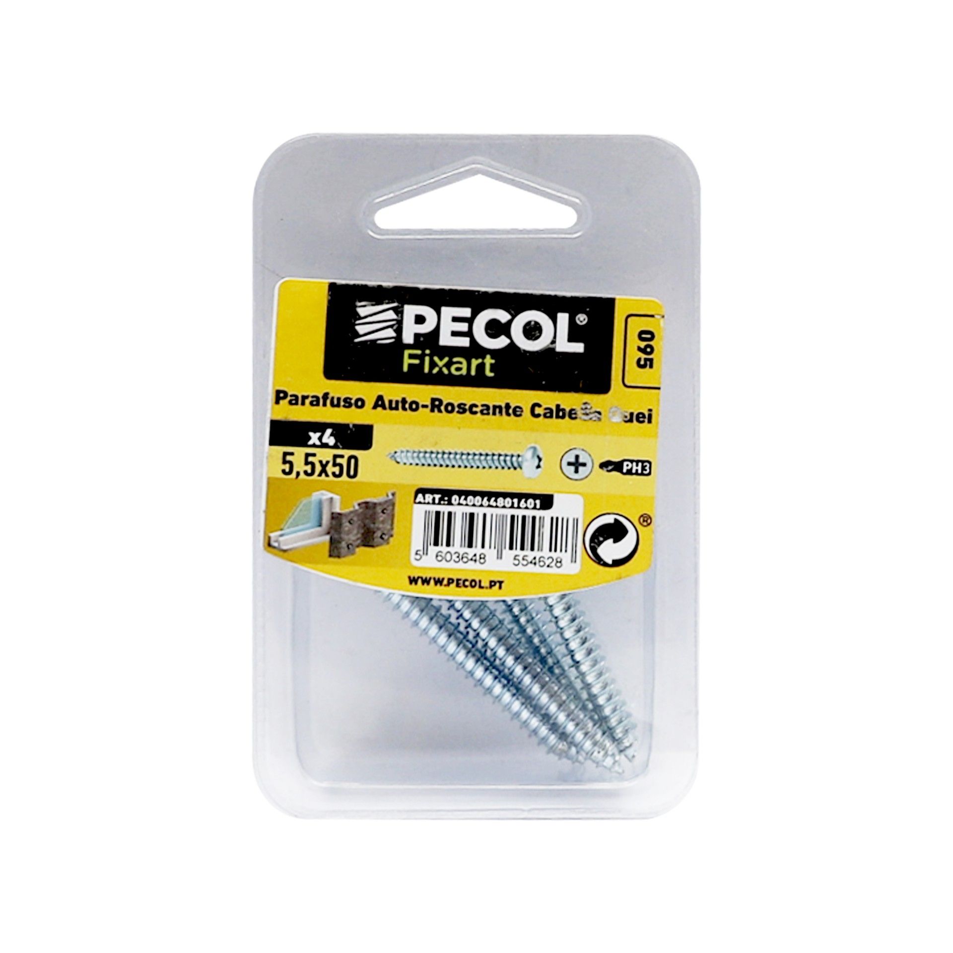 Parafuso Auto Roscante Cabeça Q. Ph 5,5x50 Aço Zn Bl 4