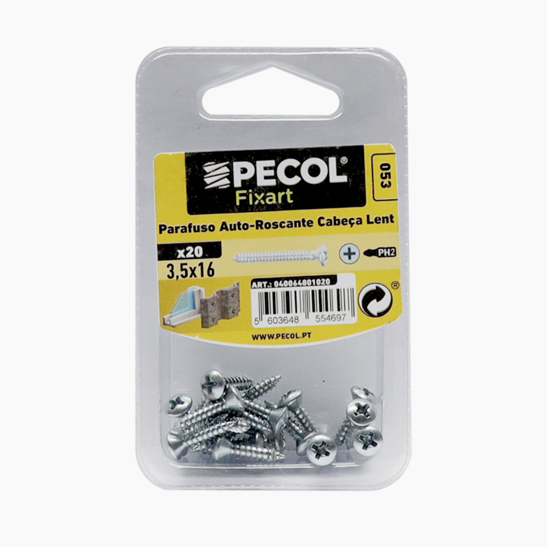 Parafuso Autoroscante Cabeça Lent.Ph 3,5x16 Aço Zn Bl20