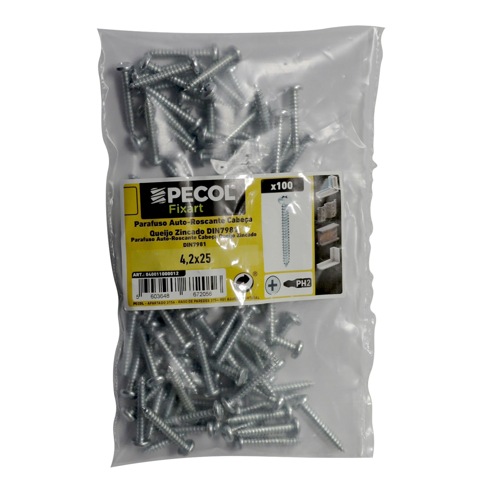 Parafuso Atr Cabeça Q. Din 7981 4,2x25 Aço Zn Sc100
