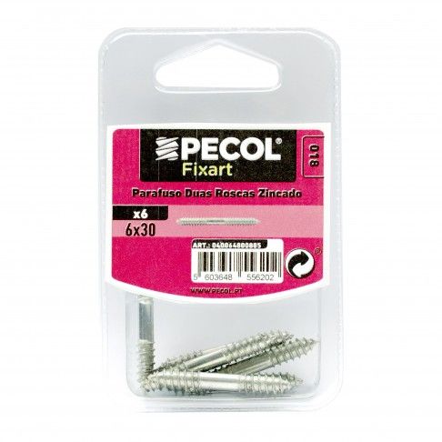 Parafuso Duas Roscas M6x30 Zn Bl 6 Parafuso Duas Roscas M6x30 Zn Bl 6