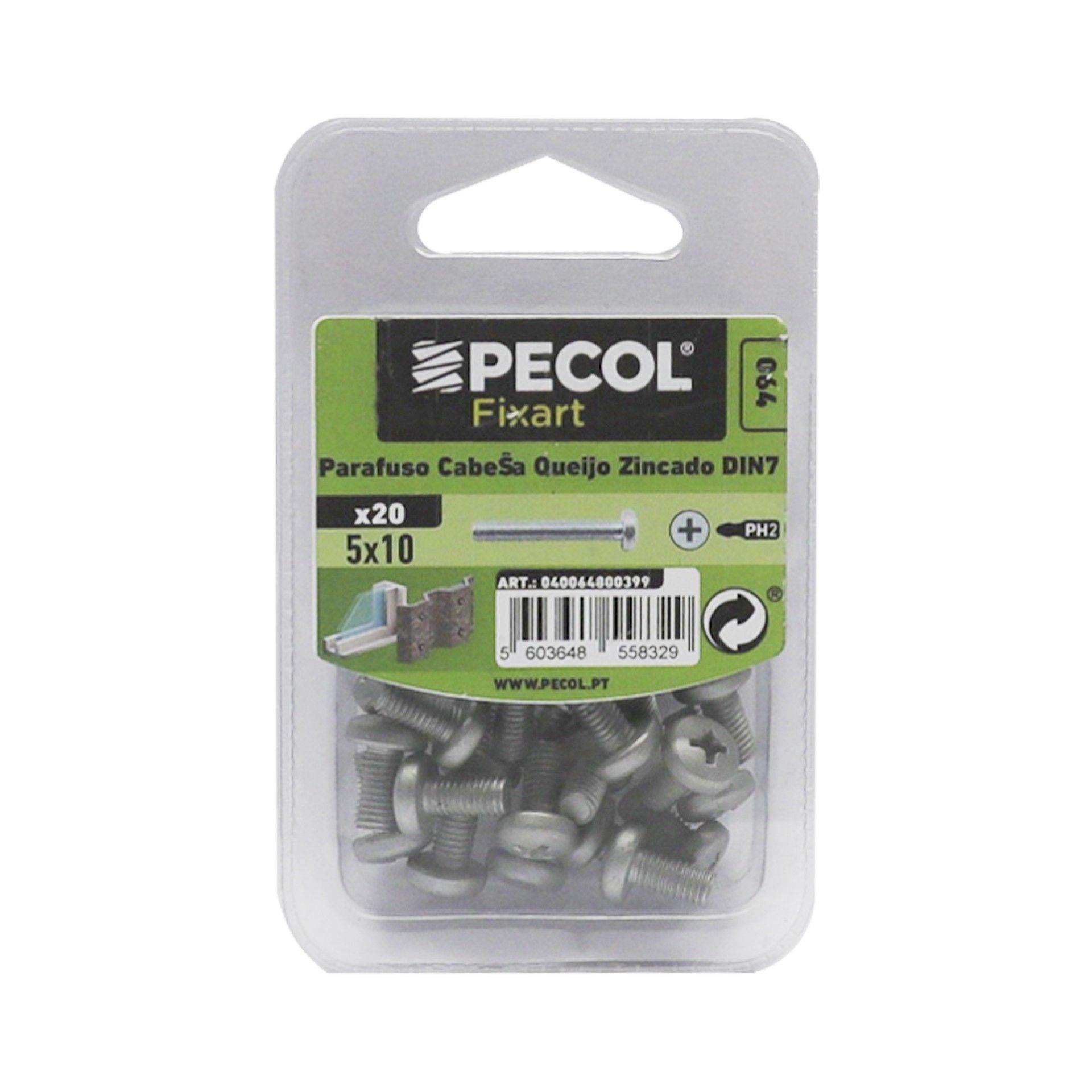 Parafuso Cabeça Q. Ph M5x10 Fe Zn Bl 20