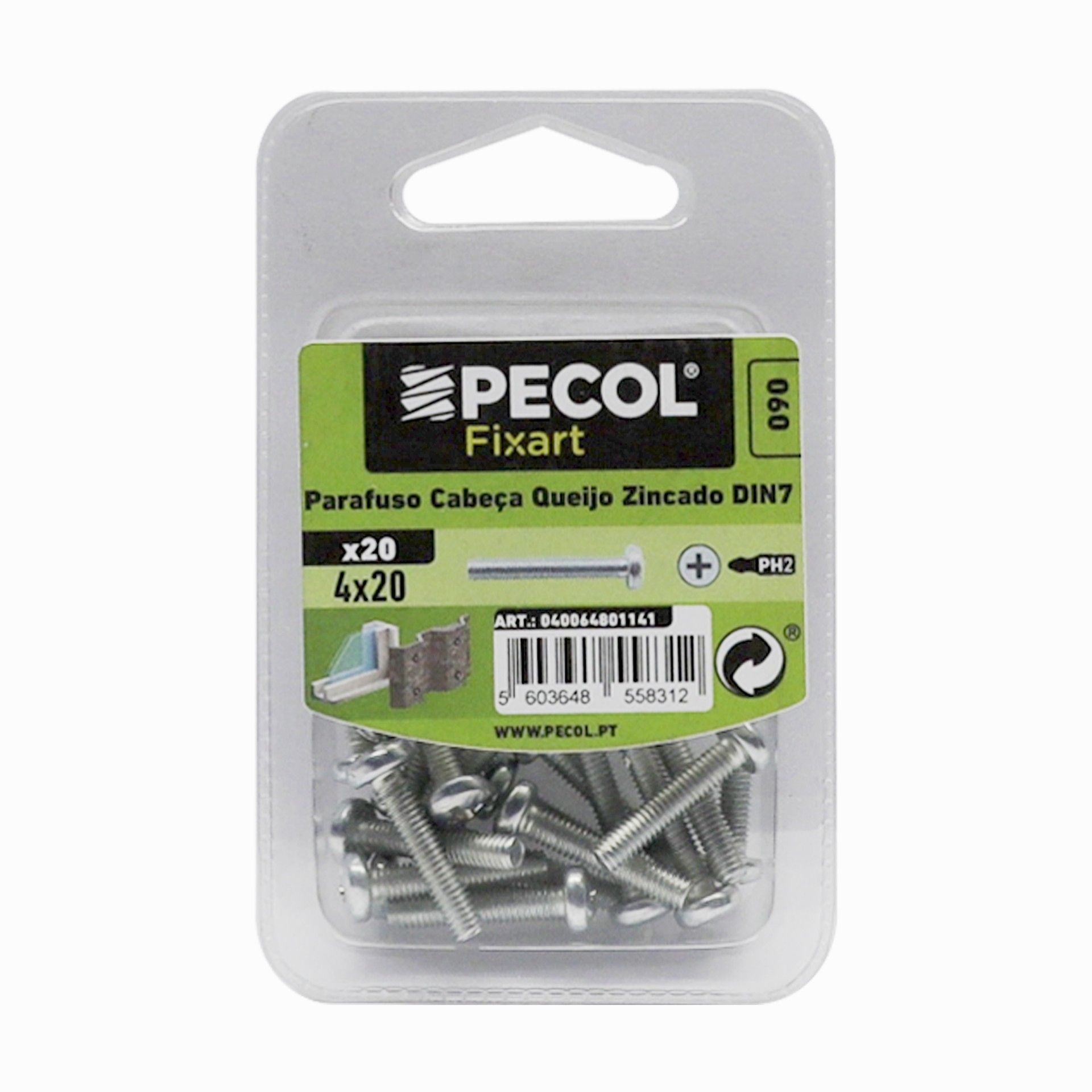 Parafuso Cabeça Queijo Ph M4x20 Fe Zn Bl 20