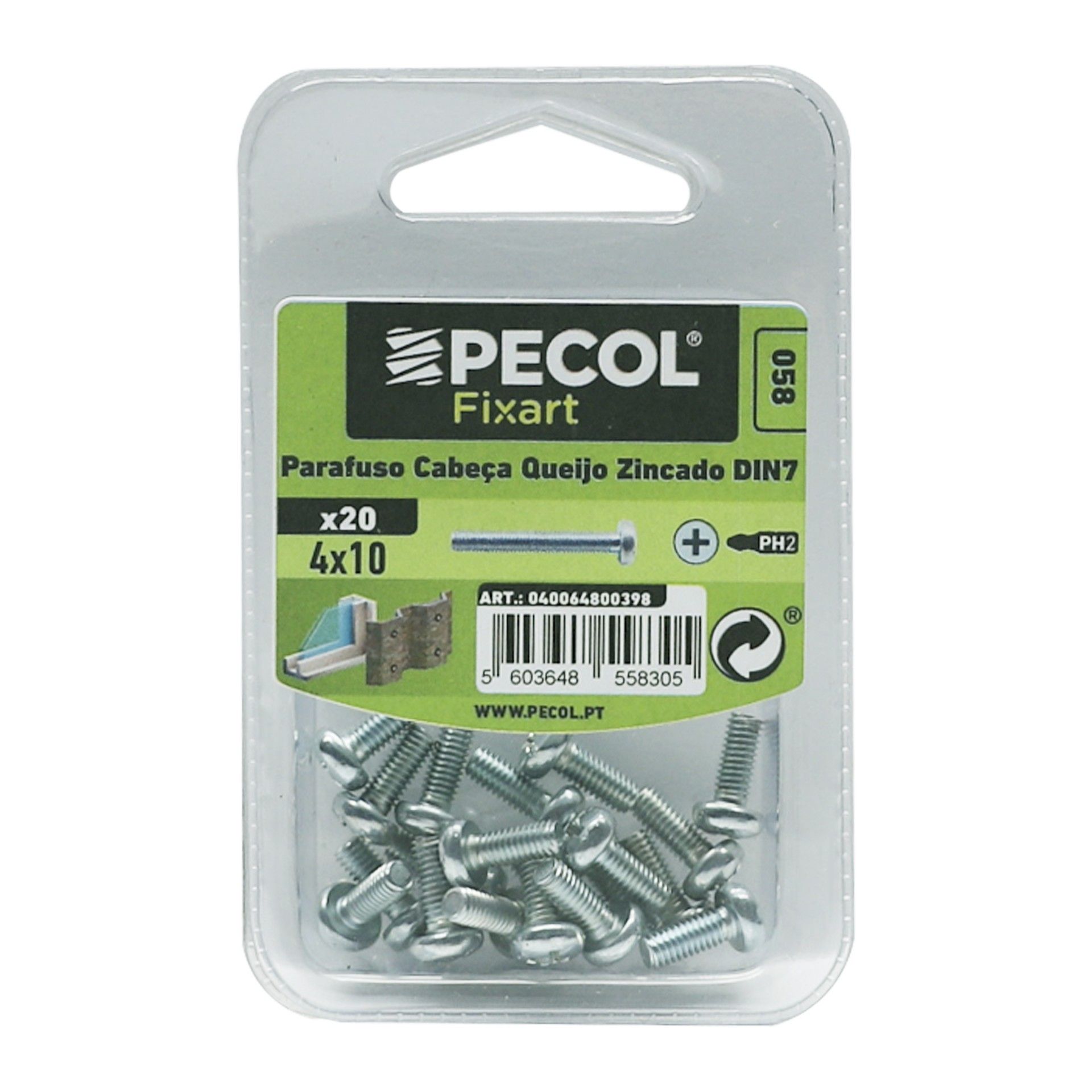 Parafuso Cabeça Queijo Ph M4x10 Fe Zn Bl 20