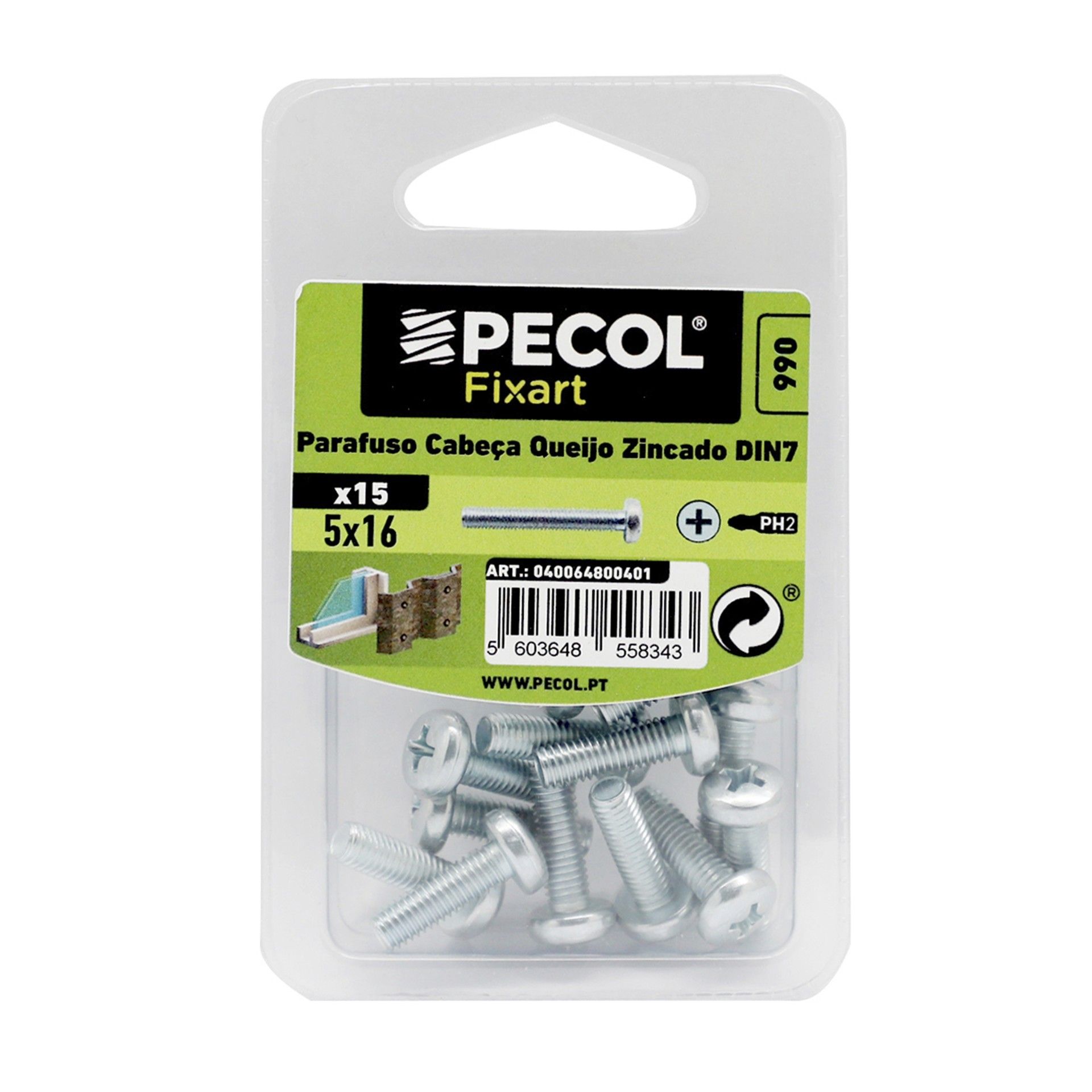 Parafuso Cabeça Queijo Ph M5x16 Fe Zn Bl 15