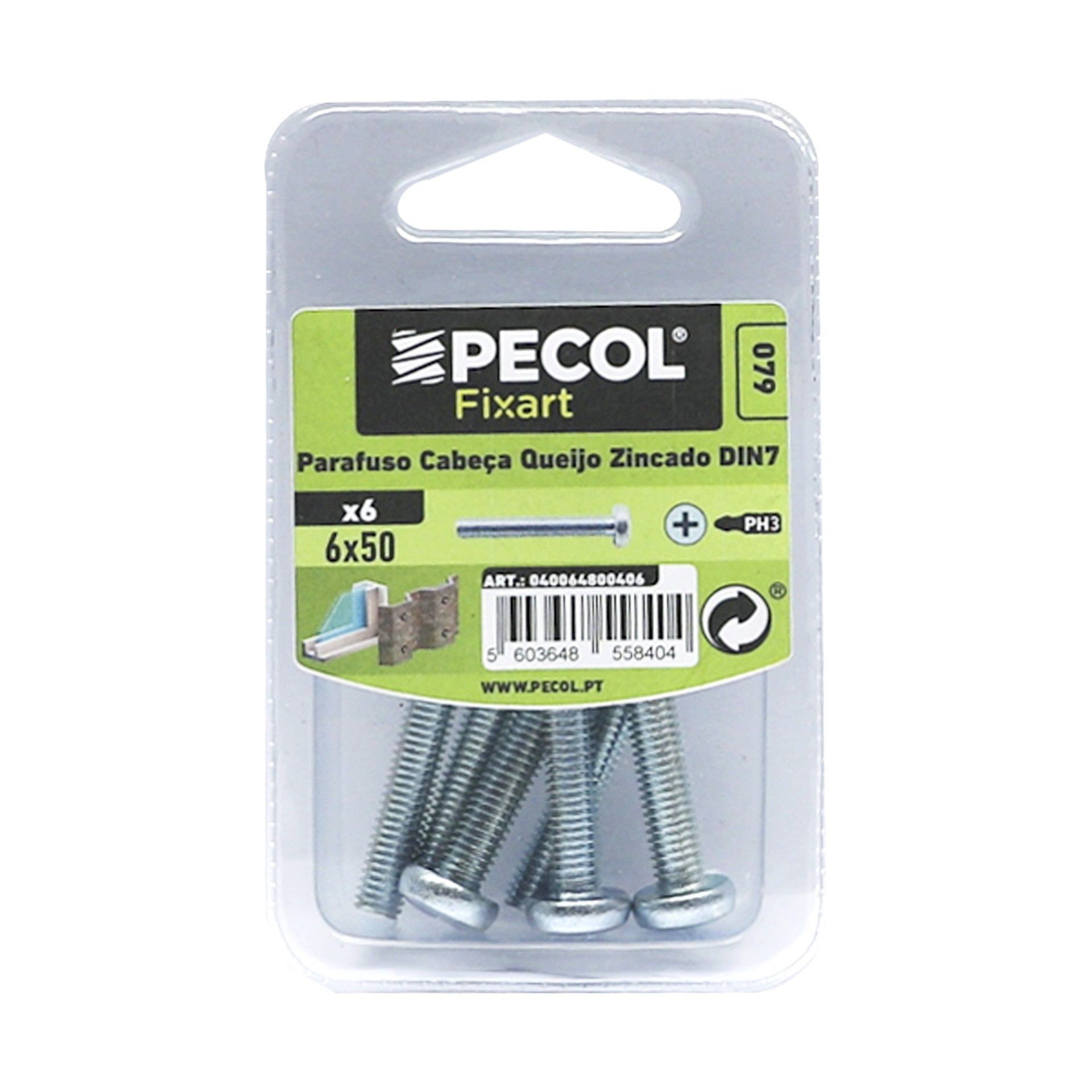 Parafuso Cabeça Q. Ph M6x50 Fe Zn Bl 6