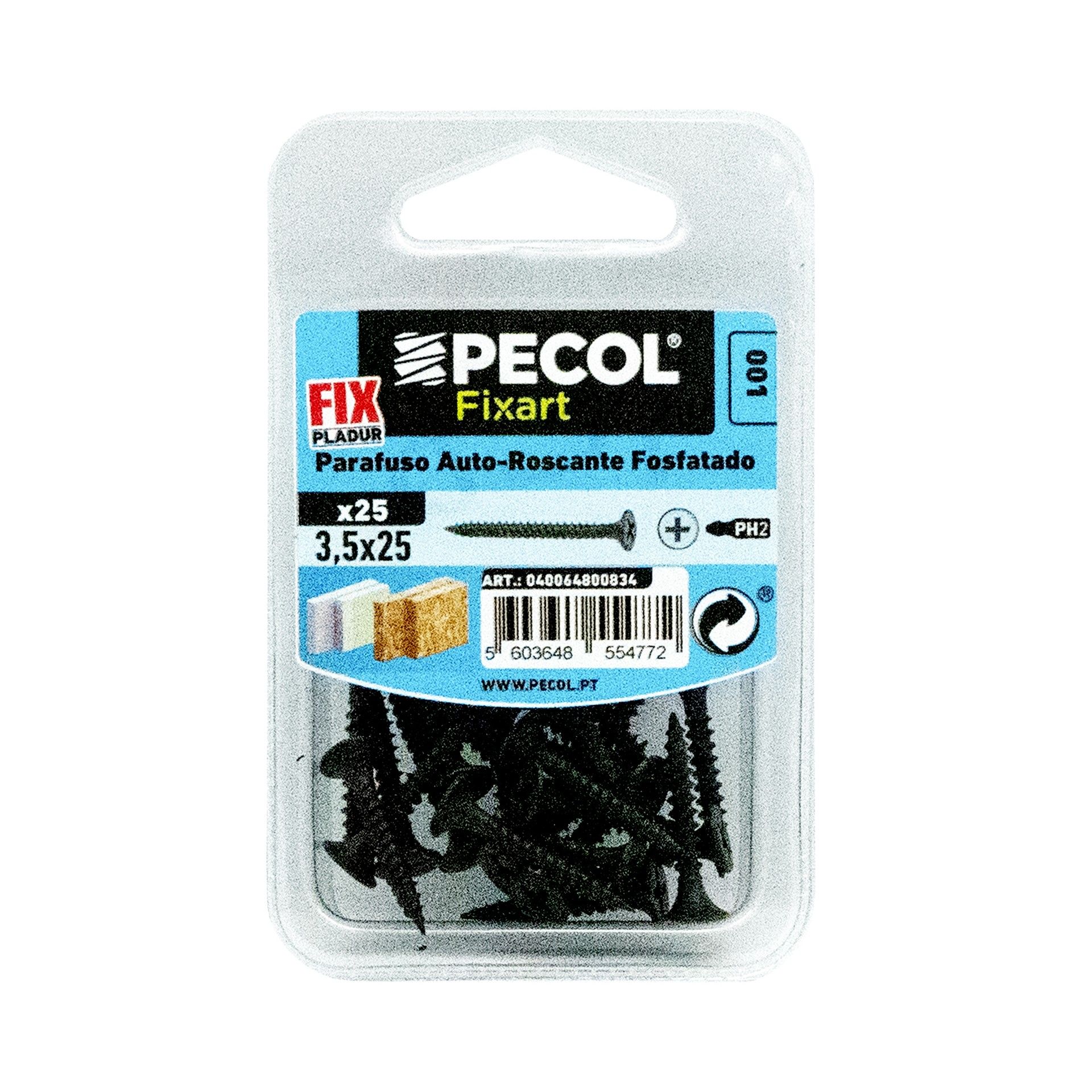 Parafuso Cabeça Embeber Ph Auto Roscante 3,5x25 Aço Fosf. Bl 25