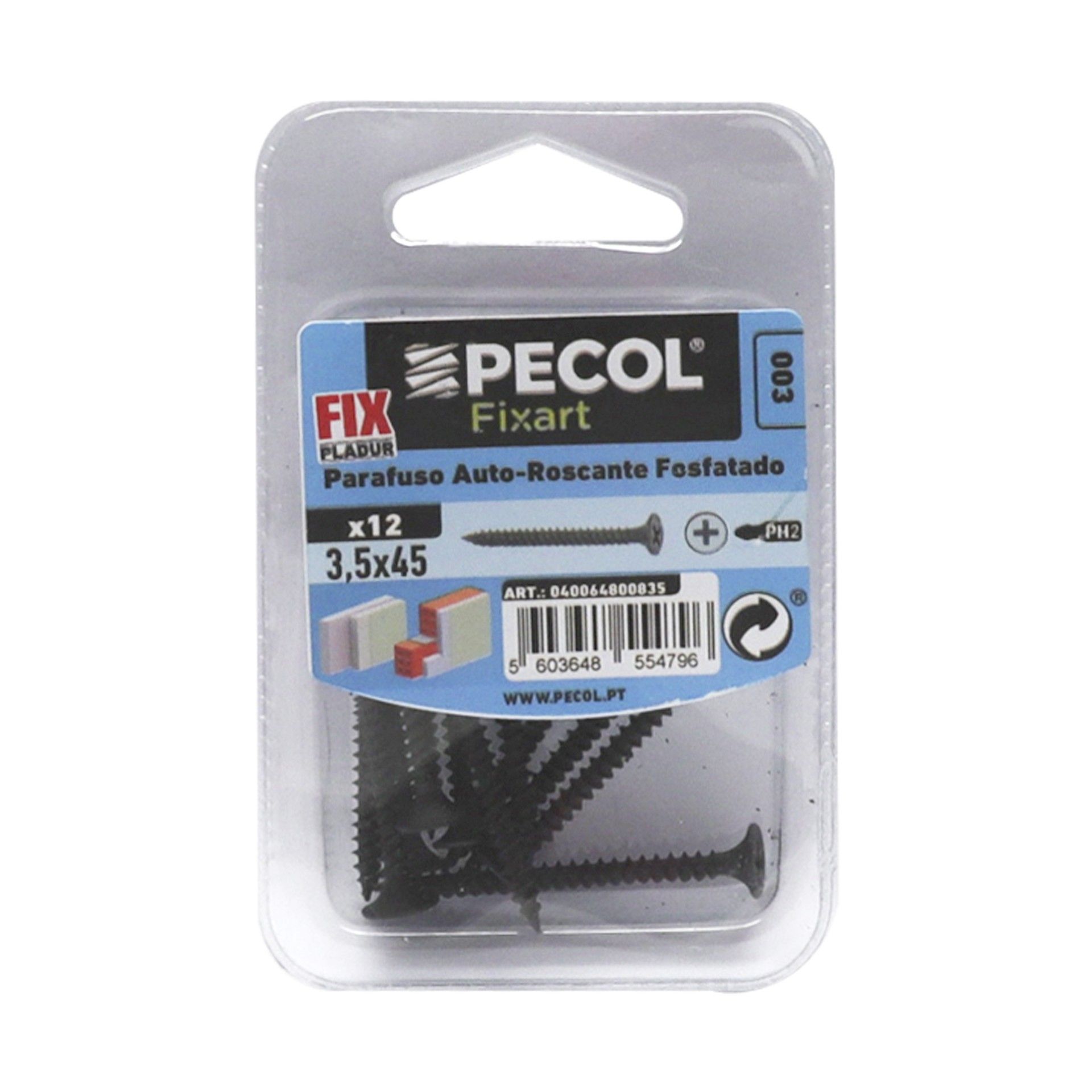 Parafuso Cabeça Embeber Ph Atr 3,5x45 Aço Fosf. Bl 12