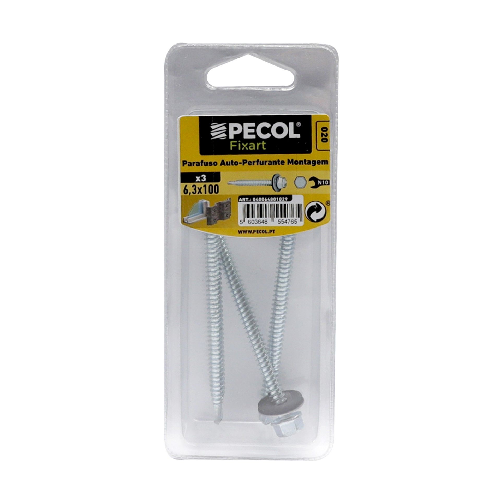 Parafuso Auto Perfurante Mont.A18 P6,3x100 Aço Zn Bl4