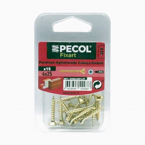 Parafuso Aglomerado Caixa Embeber Pz 4x25 Laton Bl 15 Parafuso Aglomerado Caixa Embeber Pz 4x25 Laton Bl 15