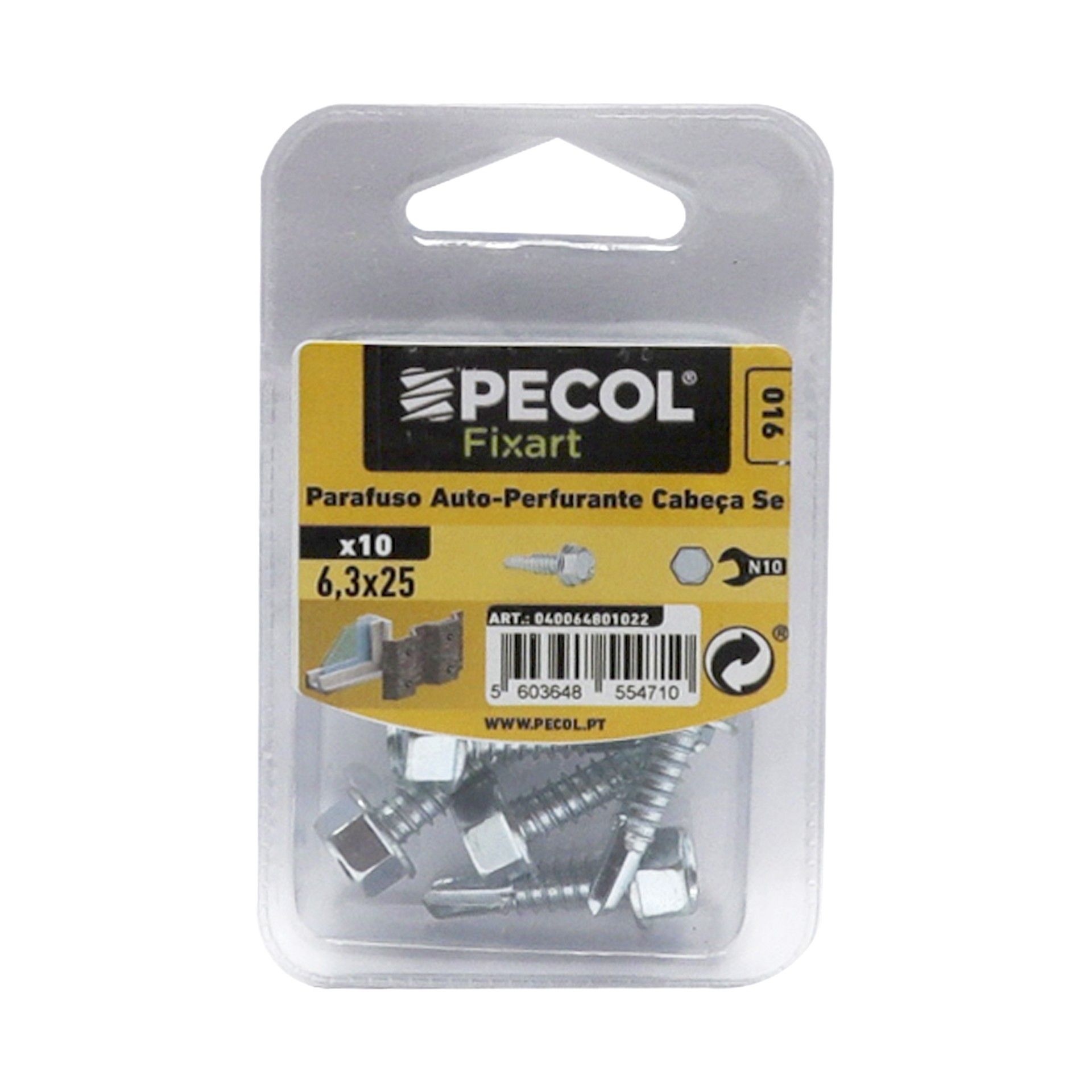 Parafuso Sextavado 6,3x25 Aço Zincado Bl 10