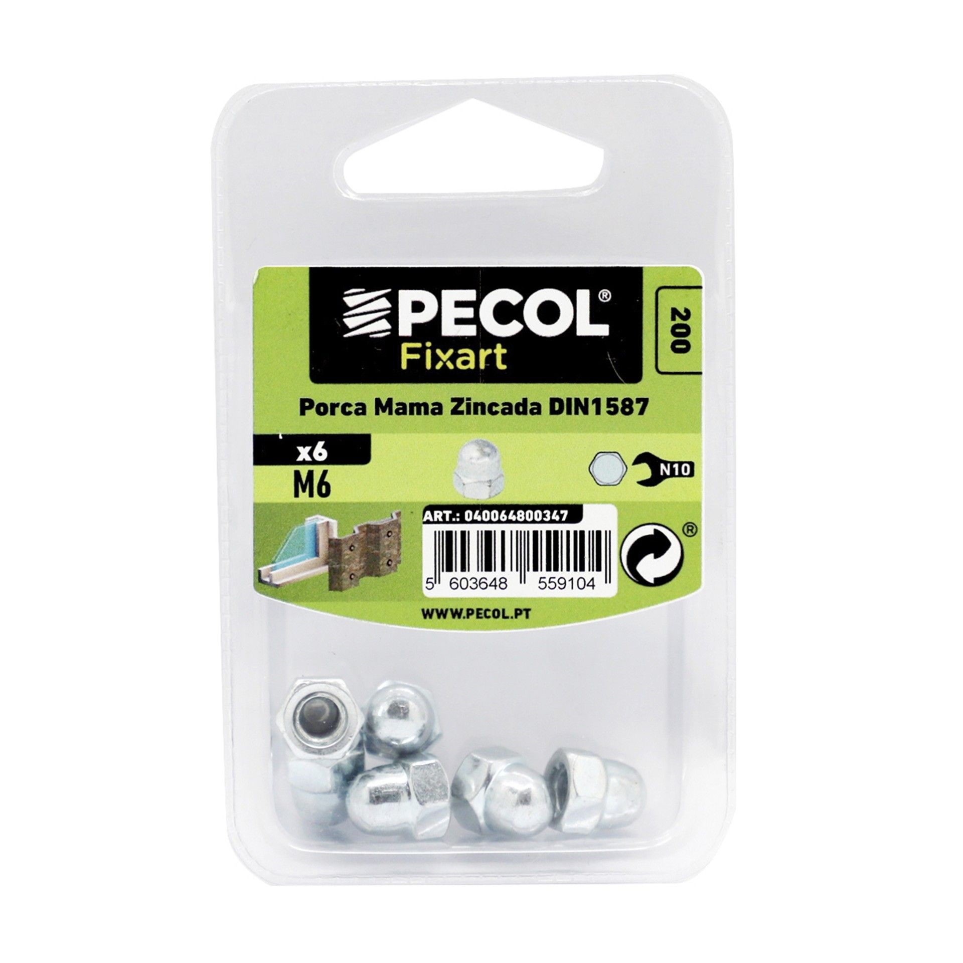 Porca Mama M6 Fe Zn Bl 6