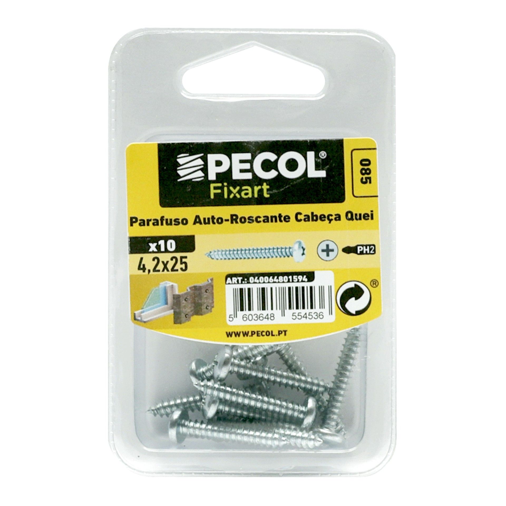 Parafuso Autoroscante Cabeça Q. Ph 4,2x25 Aço Zn Bl 10
