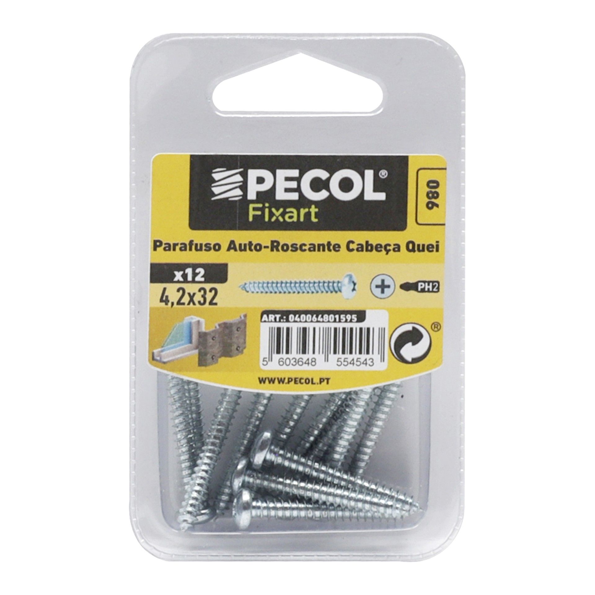 Parafuso Autoroscante Cabeça Q. Ph 4,2x32 Aço Zn Bl 12