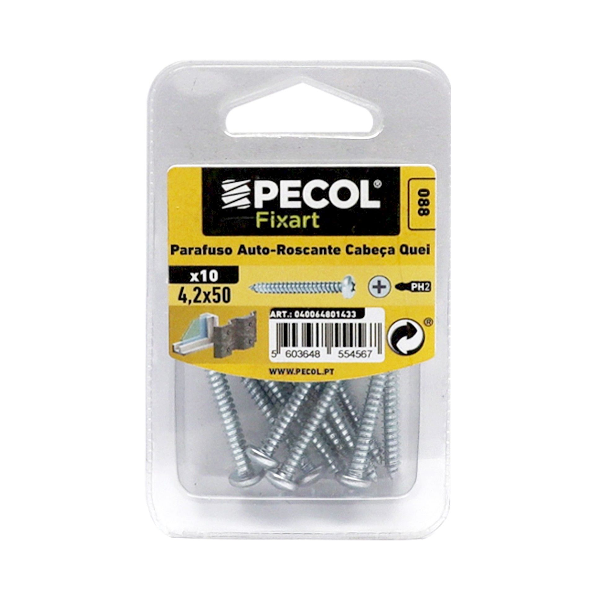 Parafuso Autoroscante C.Q. Ph 4,2x50 Aço Zn Bl 10