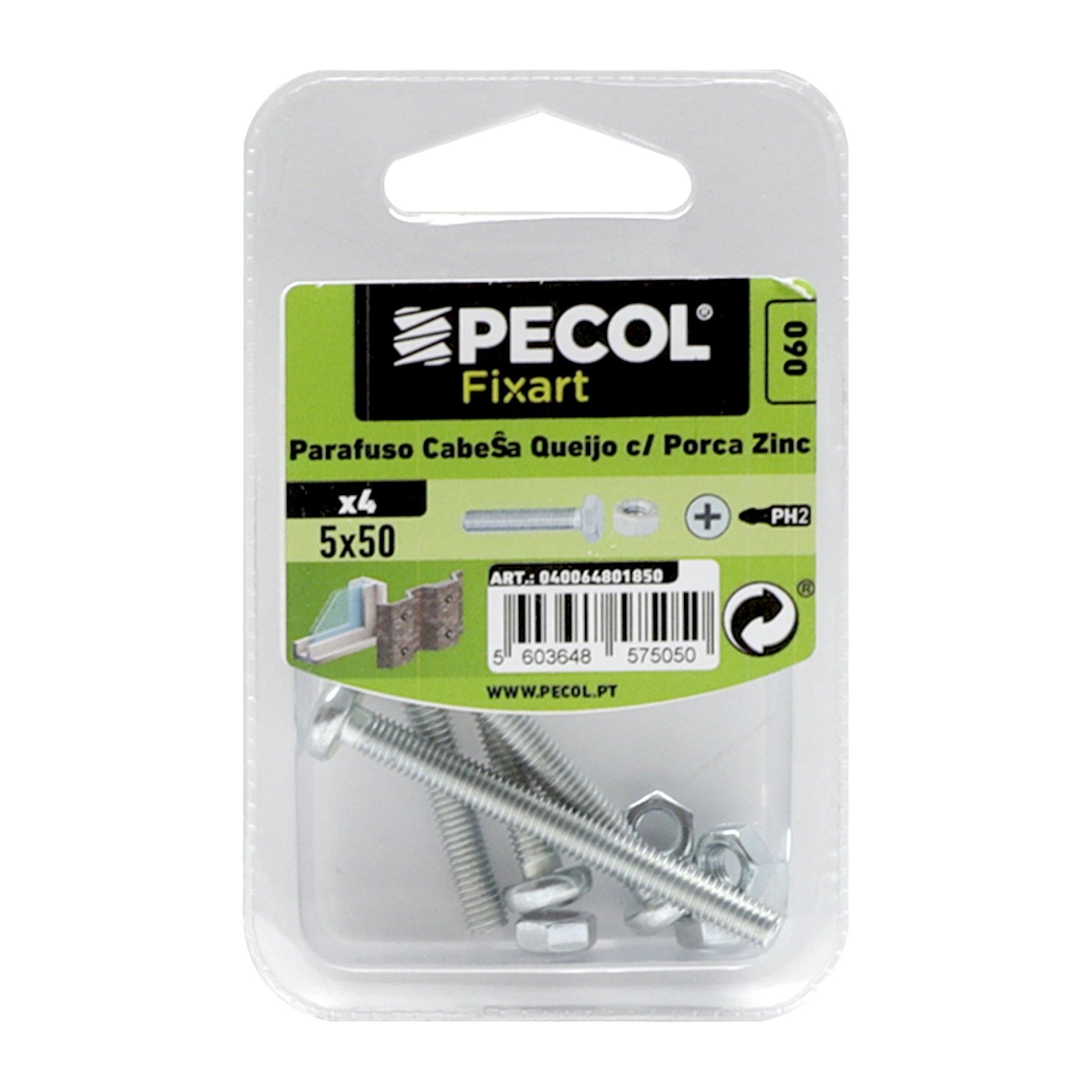 Parafuso Cabeça Queijo M5x50 + Porca Zn Bl 8