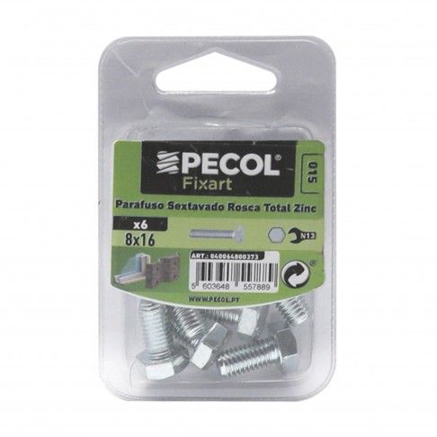 Parafuso Sextavado Rosca Total 6.8 M8x16 Zn Bl 6 Parafuso Sextavado Rosca Total 6.8 M8x16 Zn Bl 6