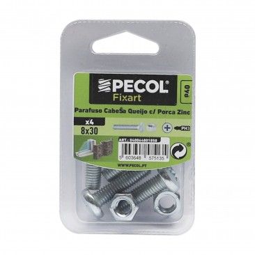 Parafuso Cabe�a Q.  M8x30 + Porca Zn Bl 8