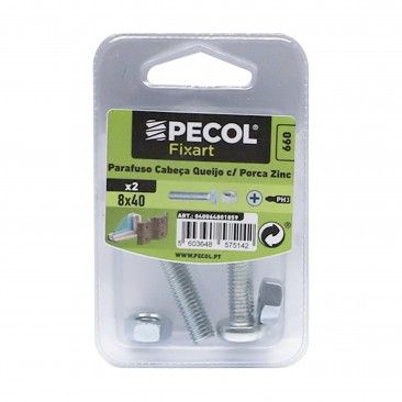 Parafuso Cabe�a Queijo M8x40 + Porca Zn Bl 4