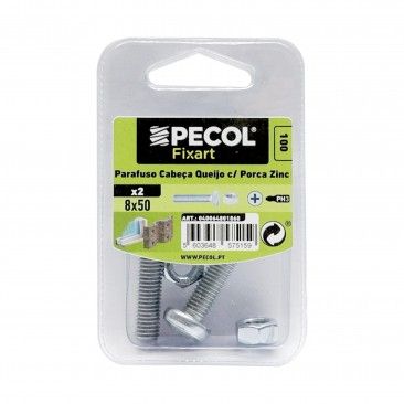 Parafuso Cabe�a Queijo M8x50 + Porca Zn Bl 4