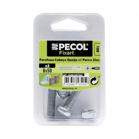 Parafuso Cabe�a Queijo M8x50 + Porca Zn Bl 4